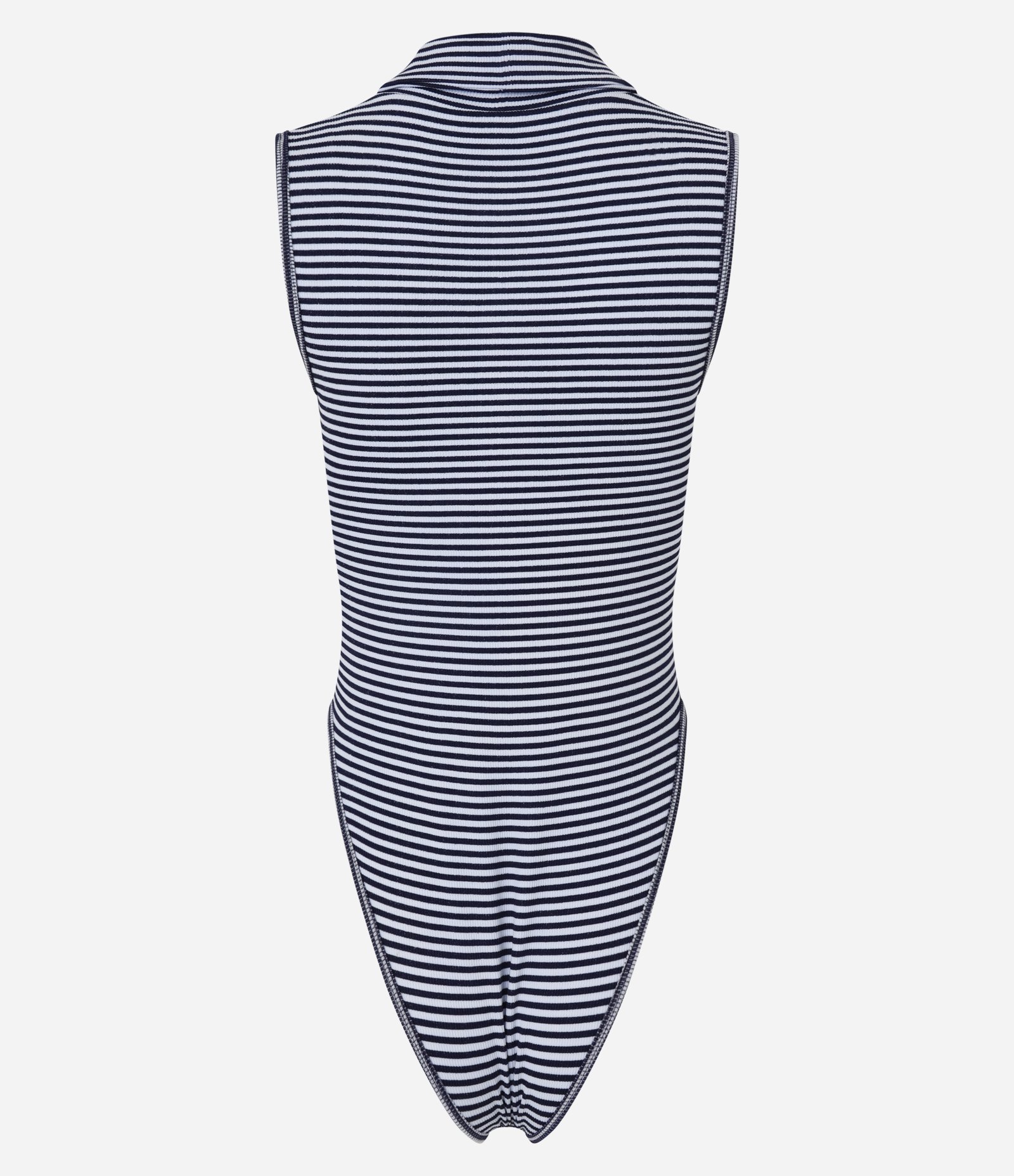 Body em Poliamida Seamless com Gola Polo e Listras Azul 5