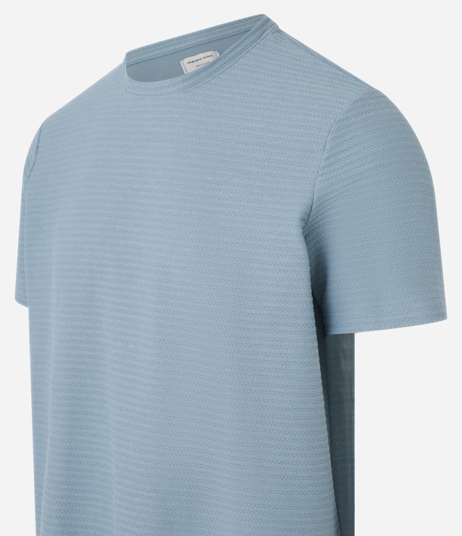 Camiseta Regular em Algodão com Textura Azul 8