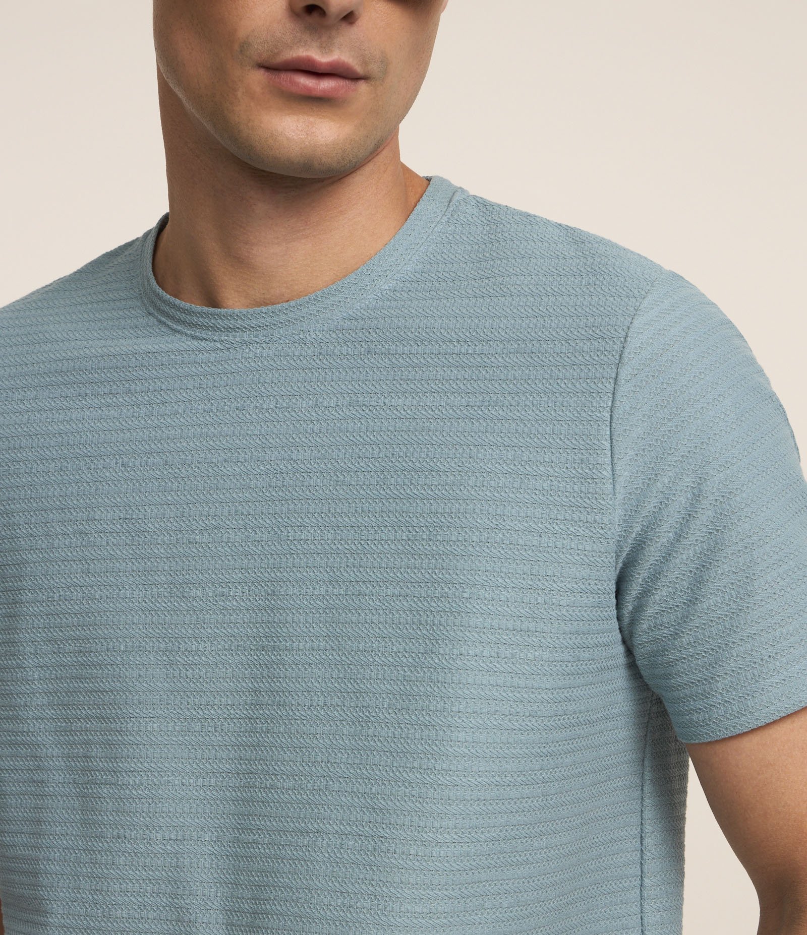 Camiseta Regular em Algodão com Textura Azul 6