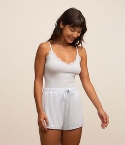 Short Runner de Pijama com Contraste na Amarração