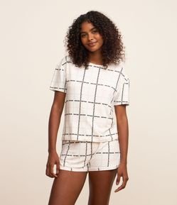 Short de Pijama Estampa Xadrez Coração