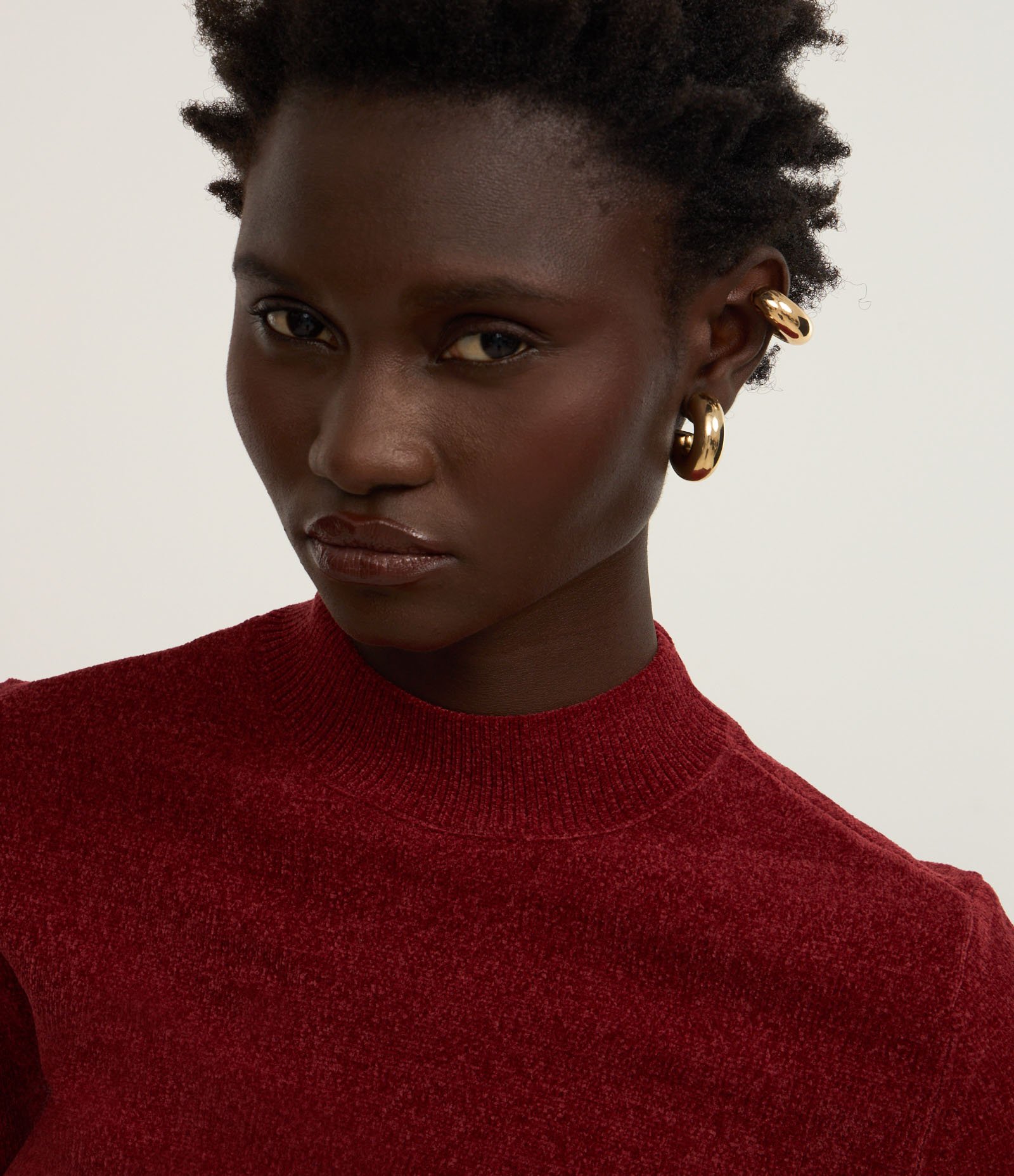 Blusa em Chenille com Gola Altinha Vermelho 3