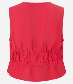 Blusa Alfaiatada Sem Manga com Amarração e Franzido