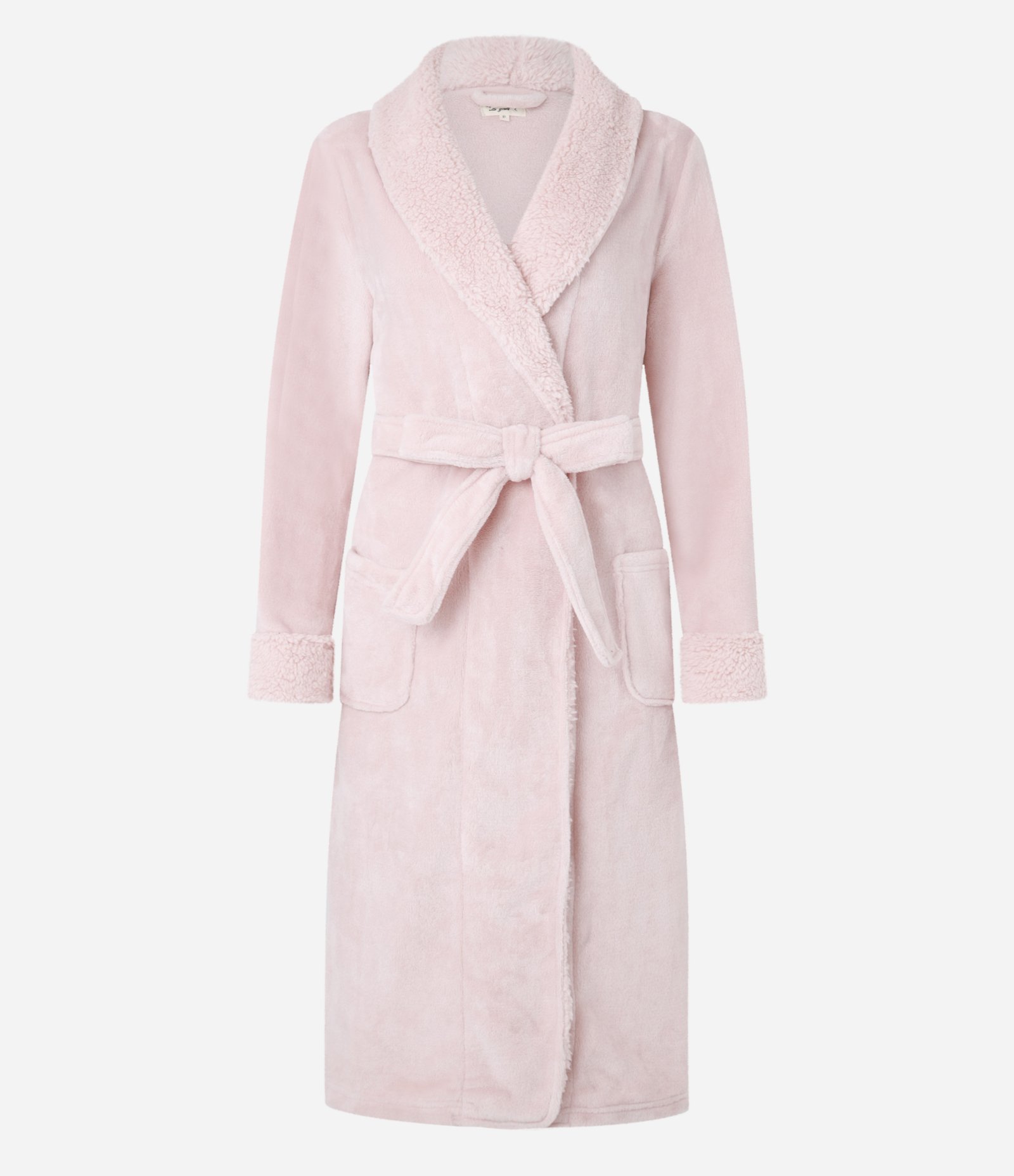 Robe Longo em Sherpa com Bolsos Rosa Claro 6