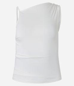 Blusa Jersey com Drapeado no ombro e Alça Fina