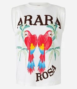 Blusa Muscle em Algodão com Estampa Arara Rosa