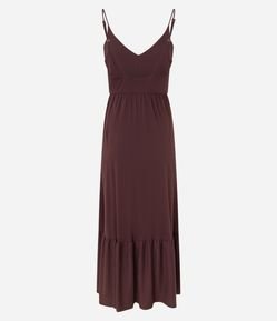 Vestido Long midi em Algodão com Costas Abertas e Babado na Barra