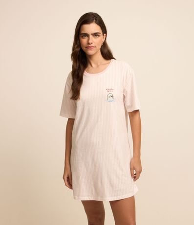 Camisola Curta em Algodão com Estampa Atenção Fofoca Camisola Curta em Algodão com Estampa Atenção Fofoca