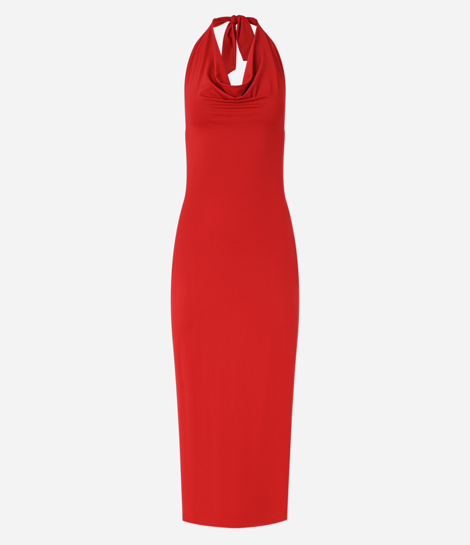 Vestido Midi em Poliamida com Decote Degagê Vermelho 6