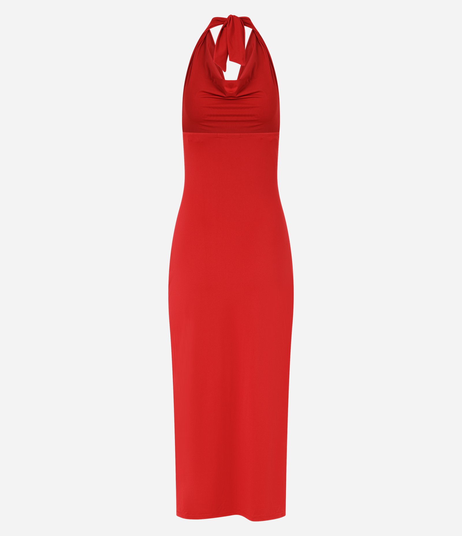 Vestido Midi em Poliamida com Decote Degagê Vermelho 7
