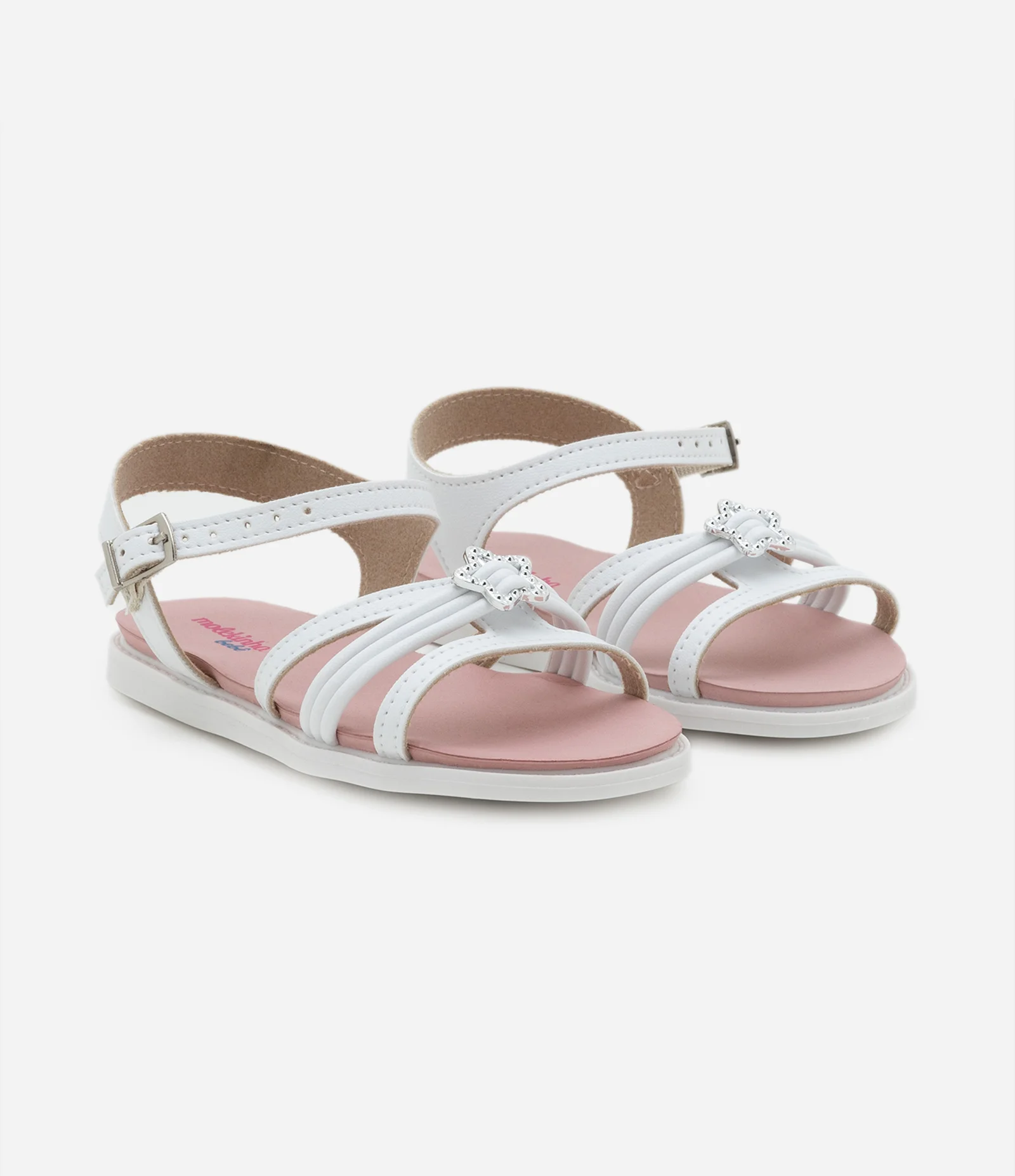 Sandália Infantil de Tiras com Fivela de Estrela - Tam 20 a 25 Branco 1