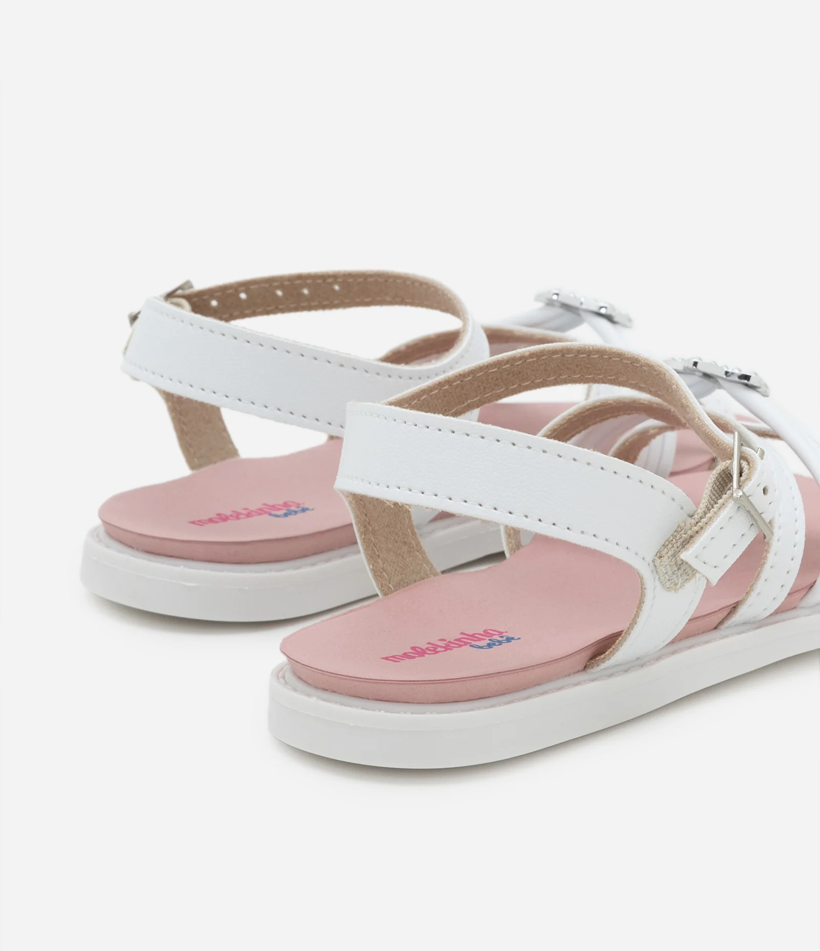 Sandália Infantil de Tiras com Fivela de Estrela - Tam 20 a 25 Branco 2