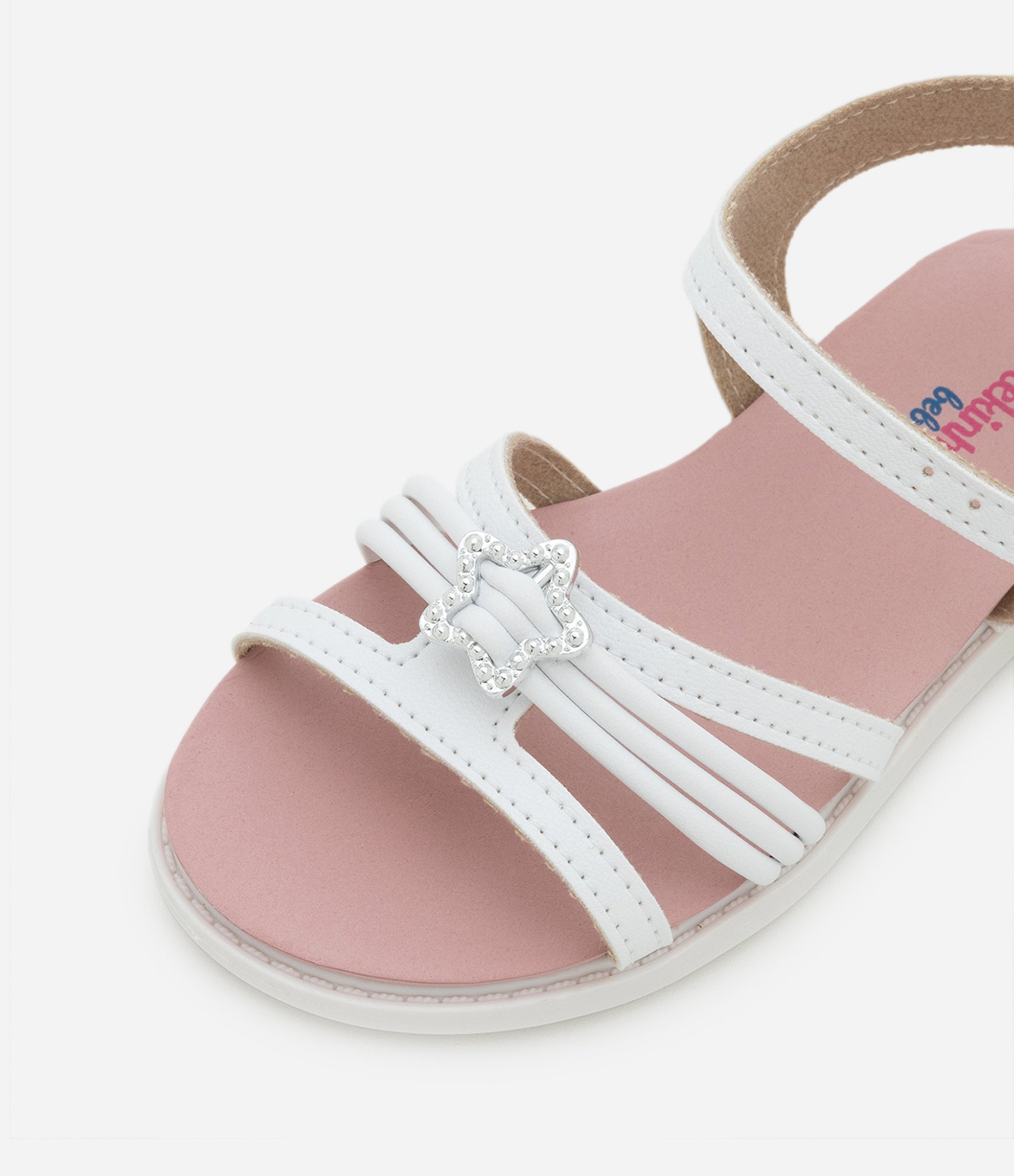 Sandália Infantil de Tiras com Fivela de Estrela - Tam 20 a 25 Branco 4