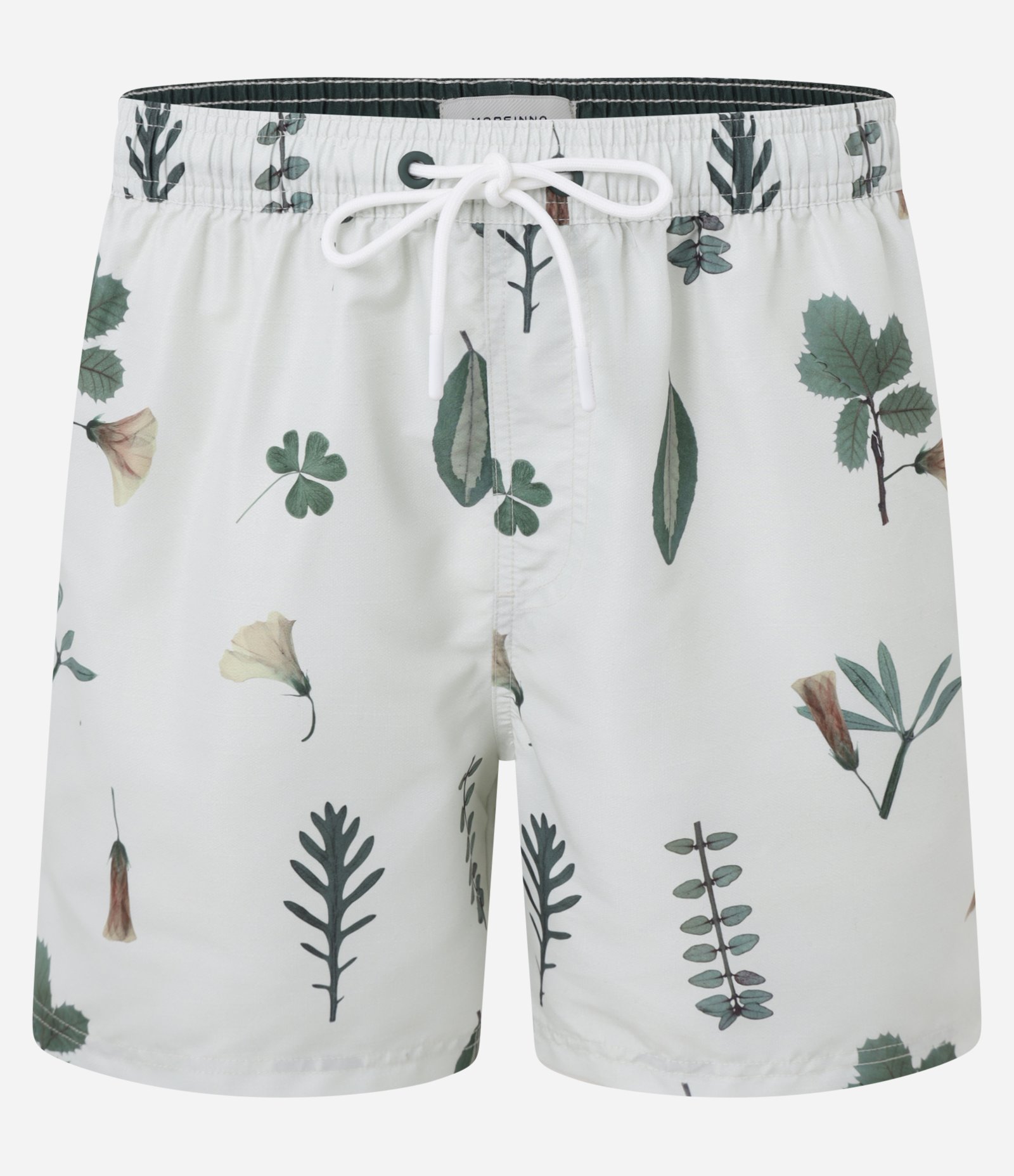 Bermuda em Microfibra com Cós Elástico e Estampa  de Folhagem Off White 6