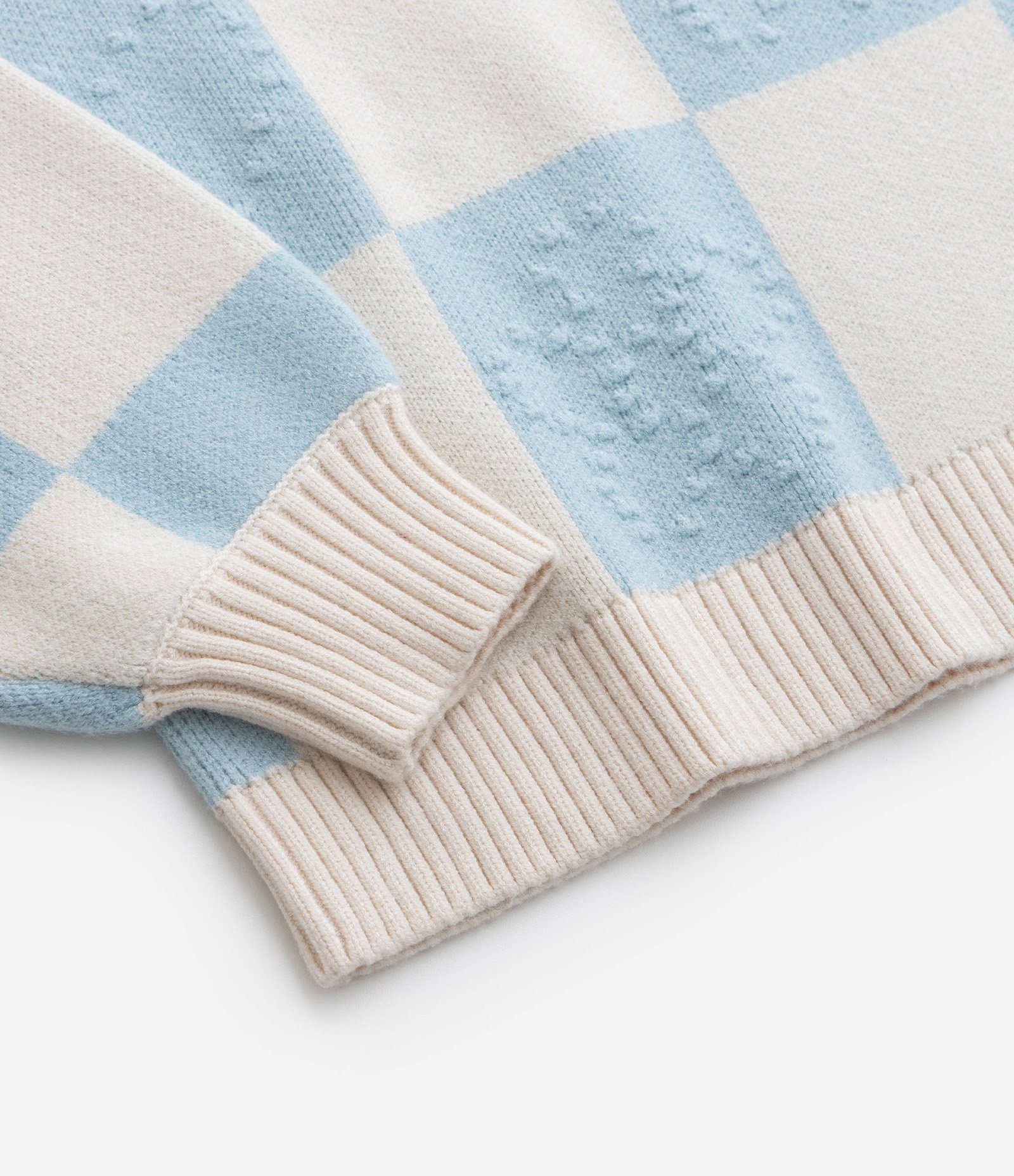 Blusão Infantil em Jacquard com Mangas Bufantes - Tam 5 a 14 Anos Azul/Off White 7