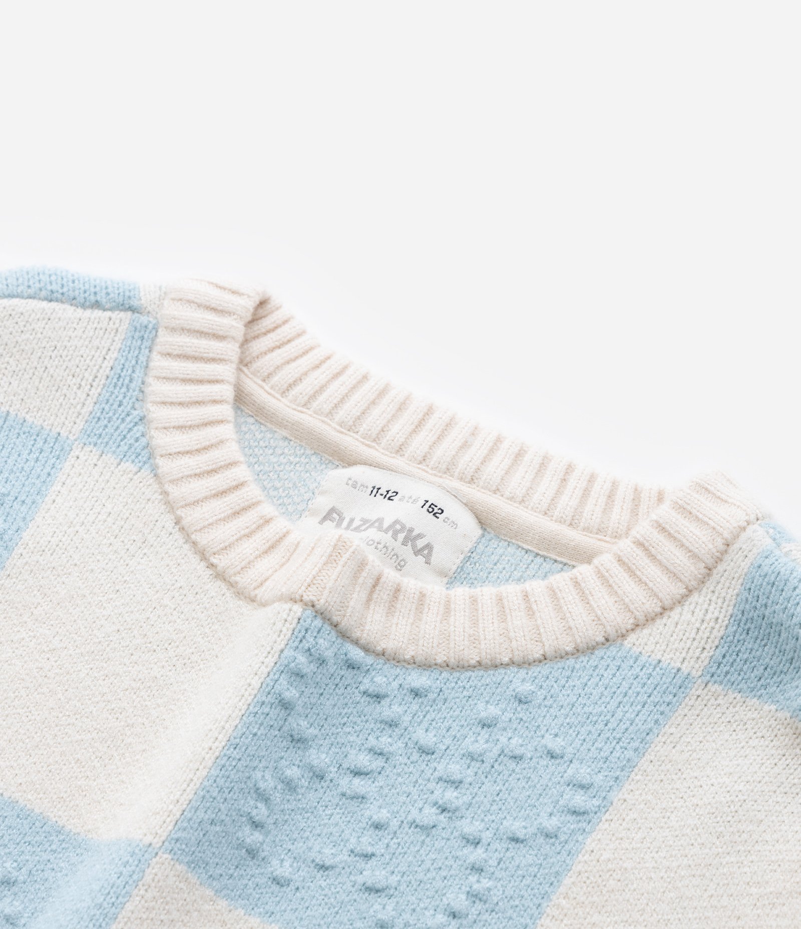 Blusão Infantil em Jacquard com Mangas Bufantes - Tam 5 a 14 Anos Azul/Off White 4