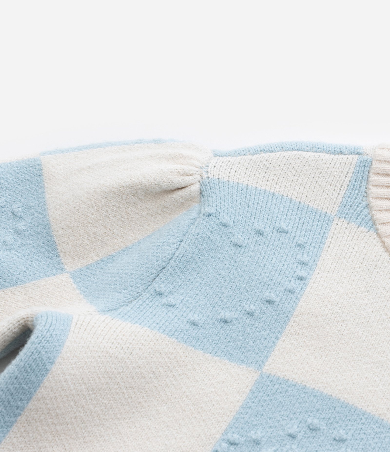 Blusão Infantil em Jacquard com Mangas Bufantes - Tam 5 a 14 Anos Azul/Off White 6