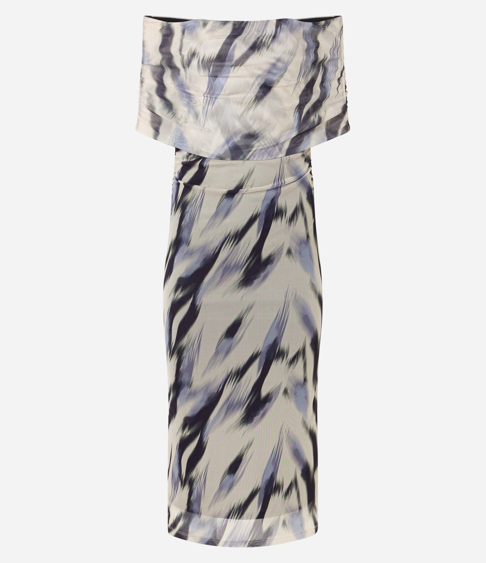 Vestido Midi em Tule Ombro a Ombro com Camada e  Animal Print Multicores 6