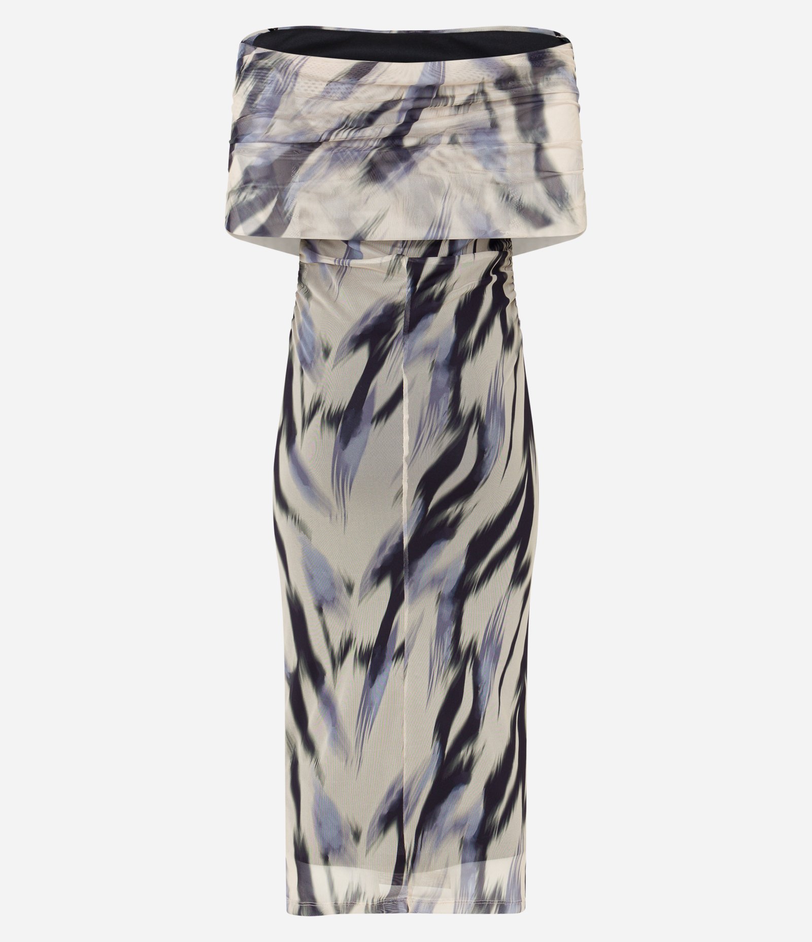 Vestido Midi em Tule Ombro a Ombro com Camada e  Animal Print Multicores 8