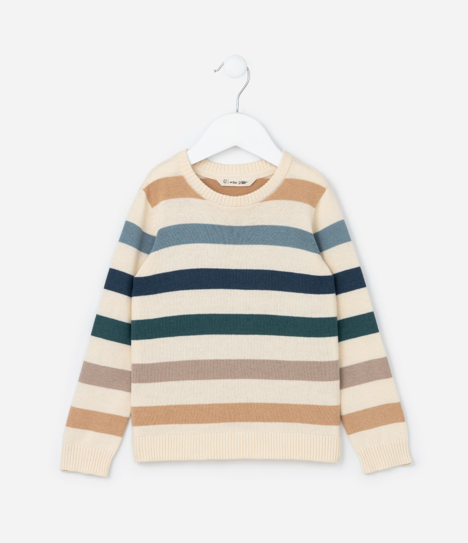 Suéter Comfort Infantil com Estampa Listrada - Tam 1 a 6 Anos Bege 1