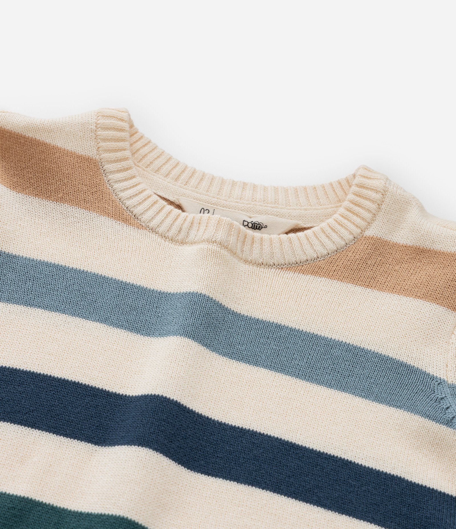 Suéter Comfort Infantil com Estampa Listrada - Tam 1 a 6 Anos Bege 4