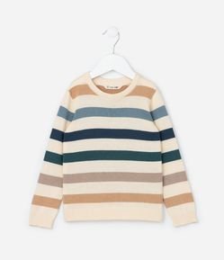 Suéter Comfort Infantil com Estampa Listrada - Tam 1 a 6 Anos