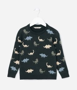 Suéter Infantil com Estampa Dinossauros - Tam 1 a 4 Anos
