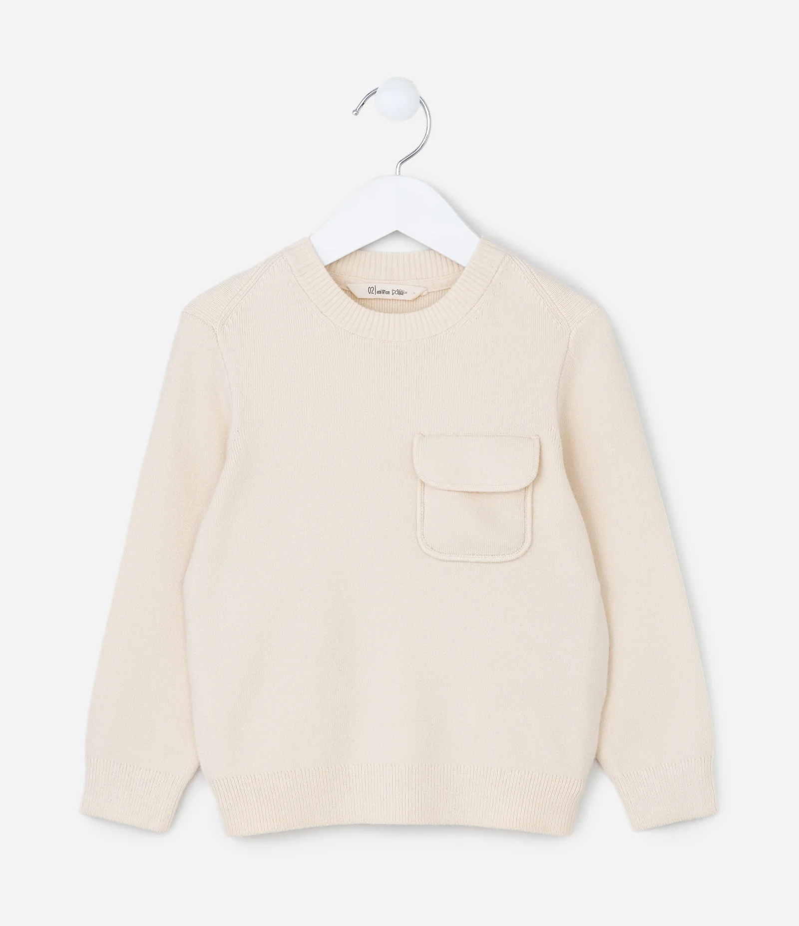Suéter Infantil com Bolsinho e Lapela - Tam 1 a 4 Anos Bege 1
