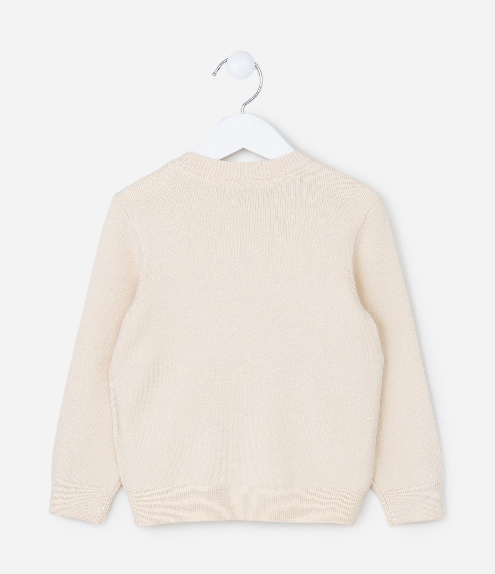 Suéter Infantil com Bolsinho e Lapela - Tam 1 a 4 Anos Bege 2