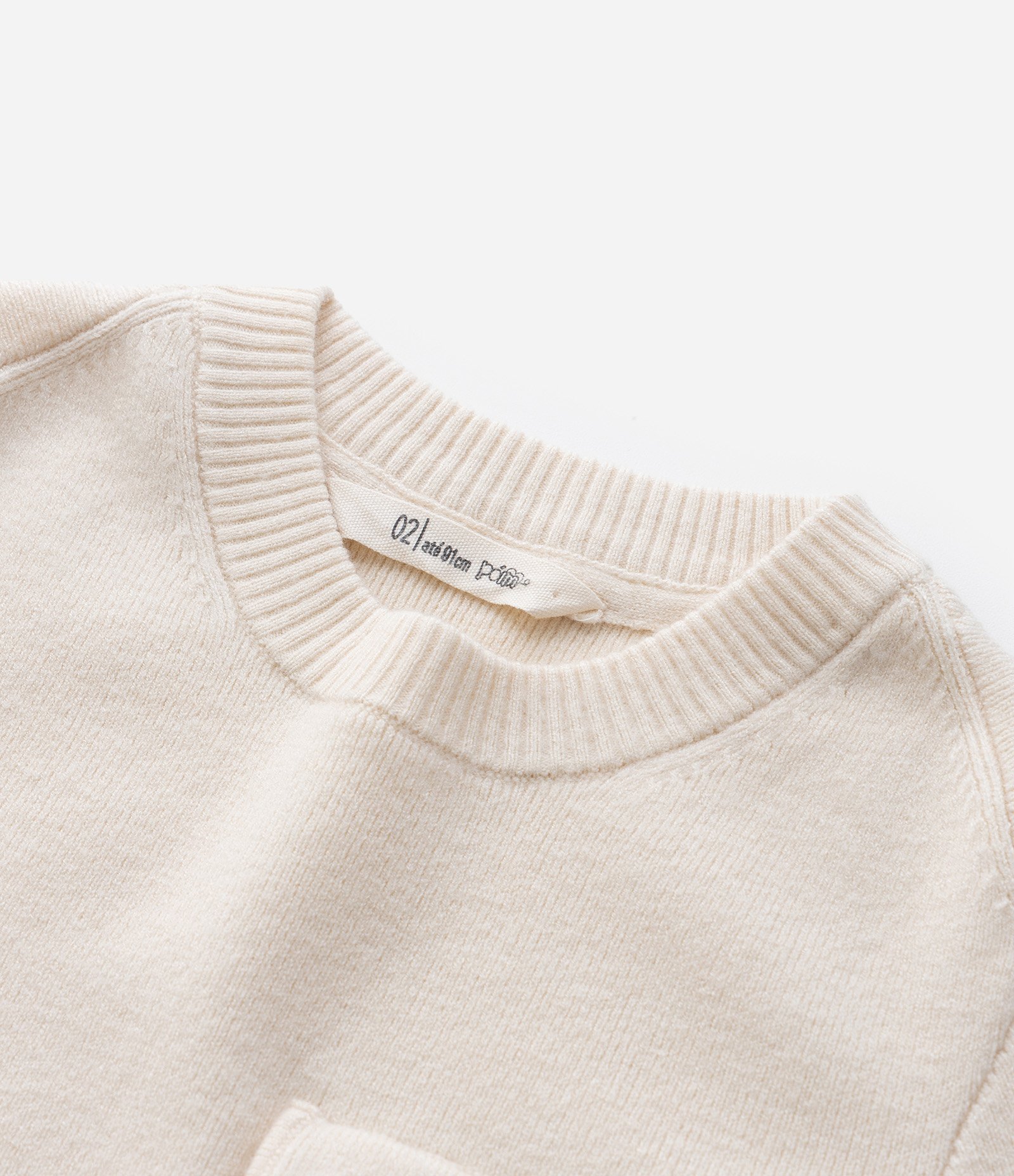 Suéter Infantil com Bolsinho e Lapela - Tam 1 a 4 Anos Bege 5