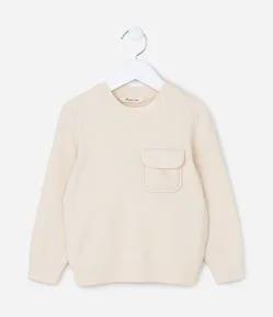 Suéter Infantil com Bolsinho e Lapela - Tam 1 a 4 Anos