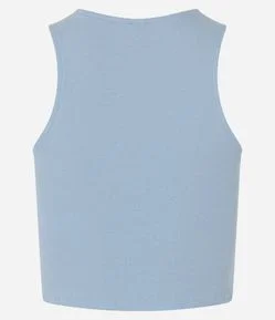 Blusa Cropped sem Manga em Algodão com Textura Canelada