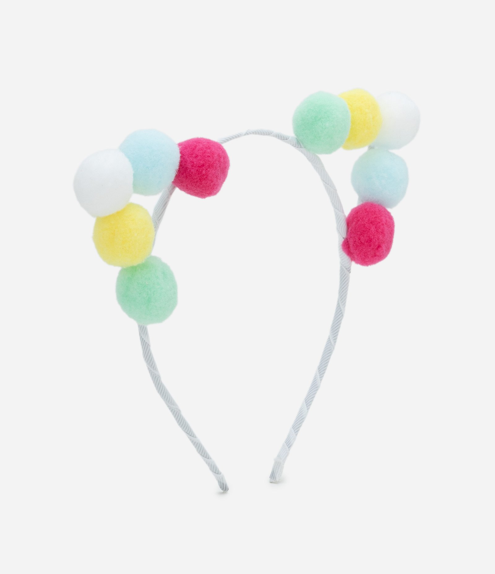 Tiara Infantil com Orelhinhas em Mini Pompons - Tam U Multicores 1