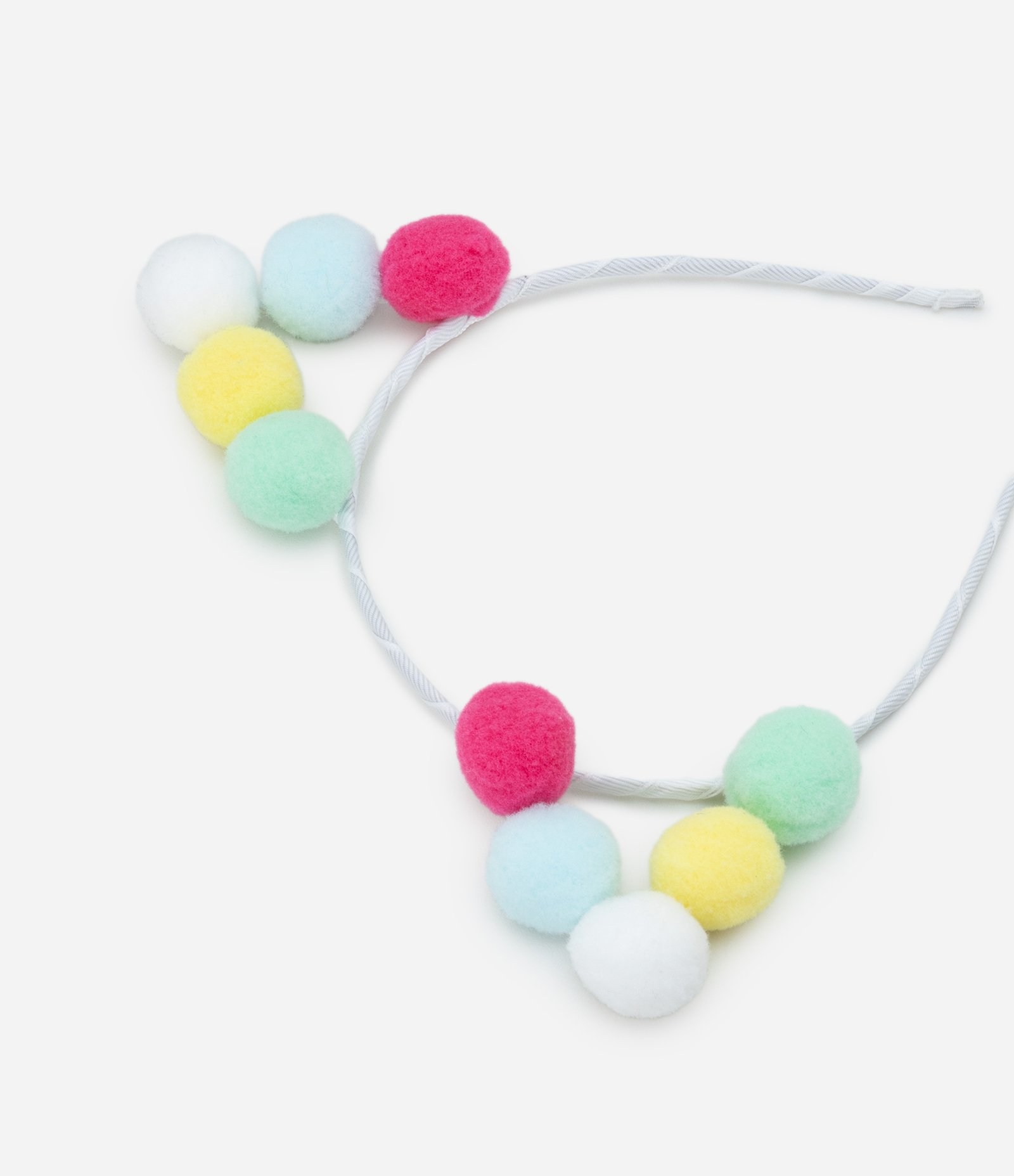 Tiara Infantil com Orelhinhas em Mini Pompons - Tam U Multicores 3