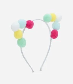 Tiara Infantil com Orelhinhas em Mini Pompons - Tam U