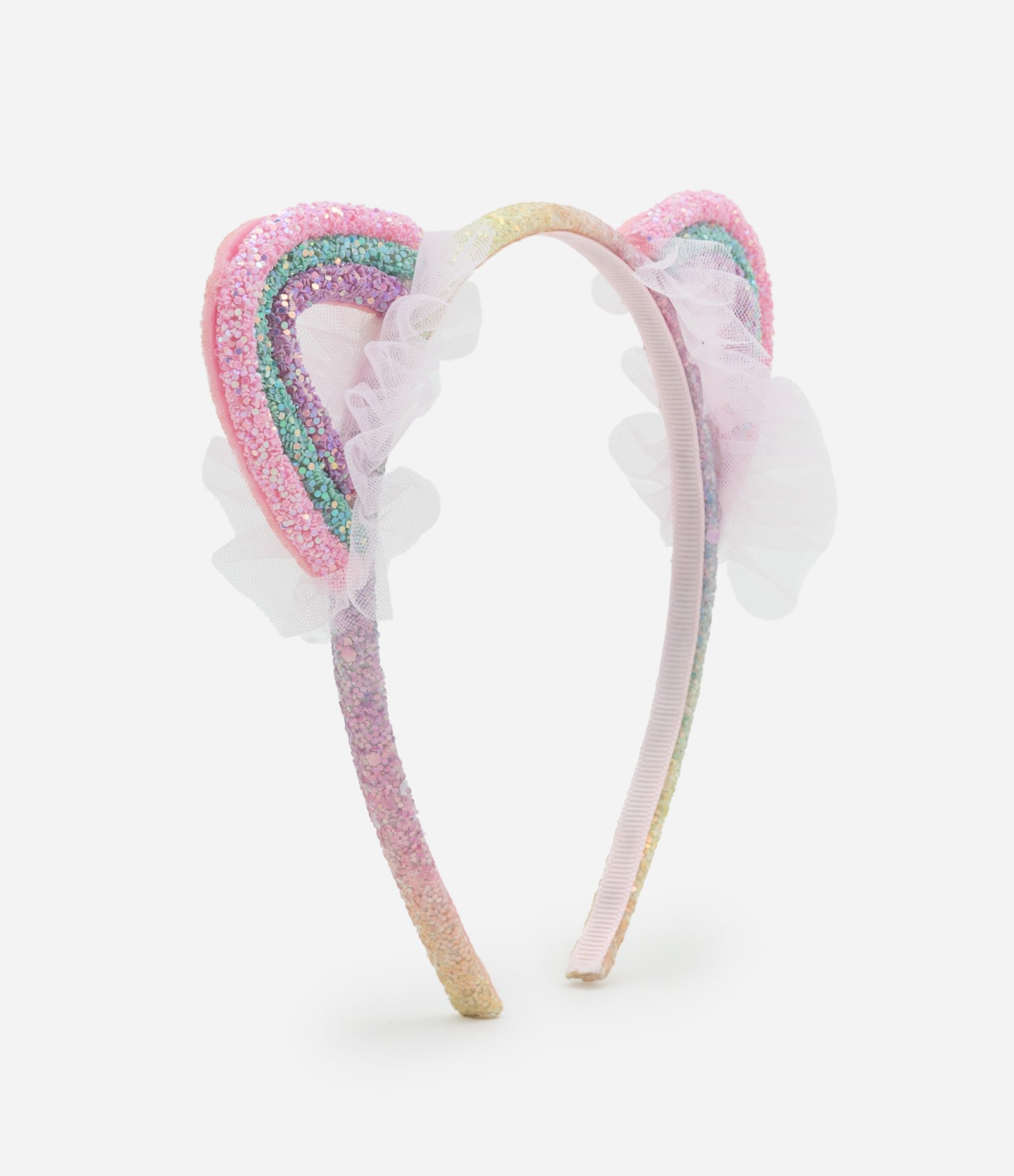 Tiara Infantil de Orelhinhas Arco-Íris com Glitter - Tam U Multicores 1
