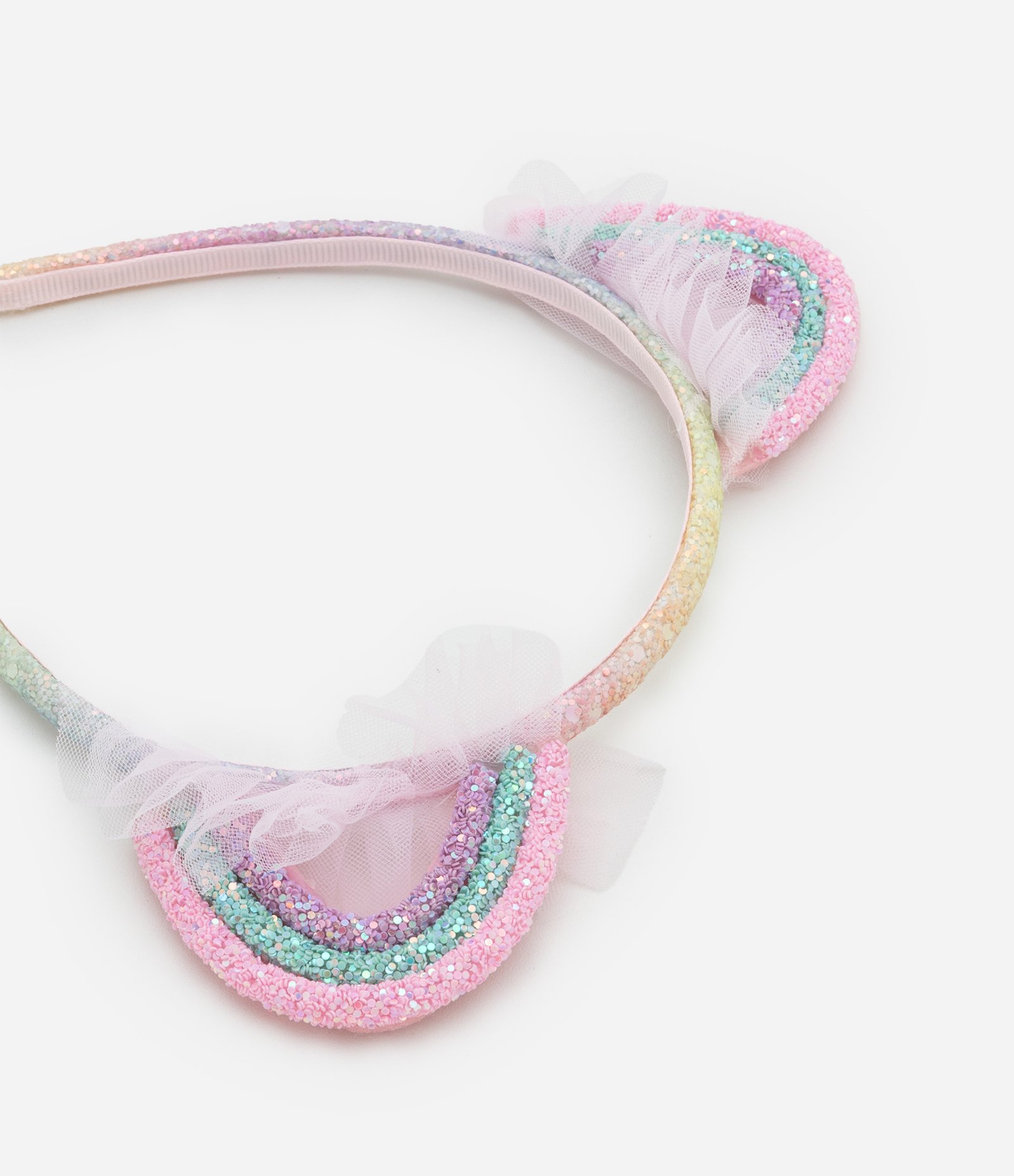 Tiara Infantil de Orelhinhas Arco-Íris com Glitter - Tam U Multicores 3