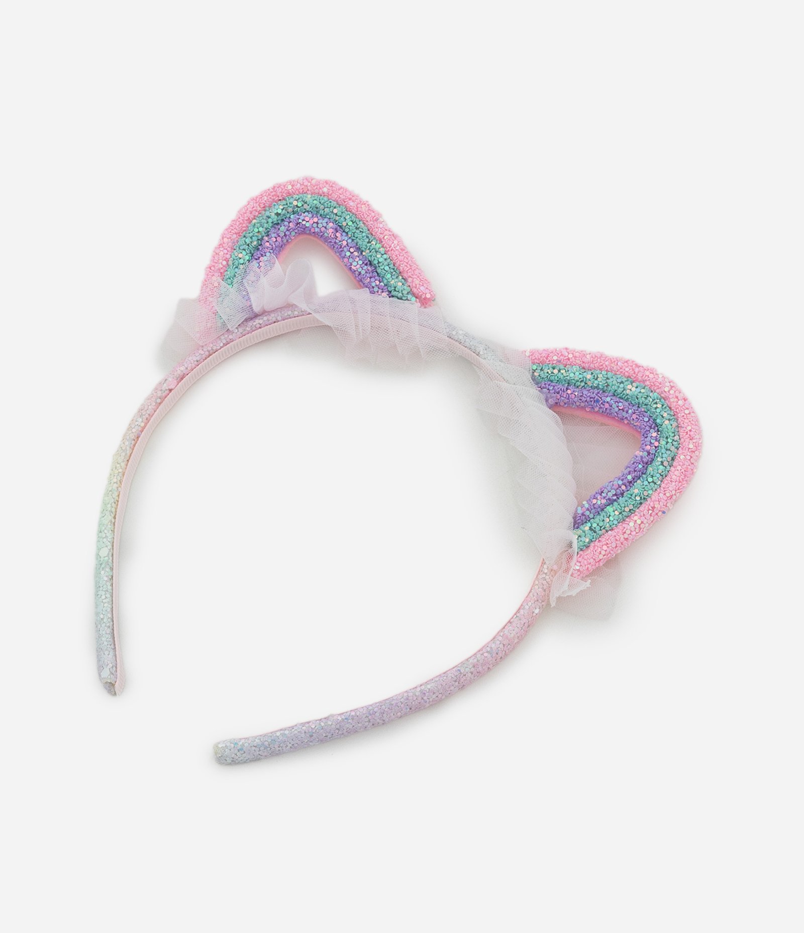 Tiara Infantil de Orelhinhas Arco-Íris com Glitter - Tam U Multicores 4