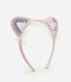 Tiara Infantil de Orelhinhas Arco-Íris com Glitter - Tam U