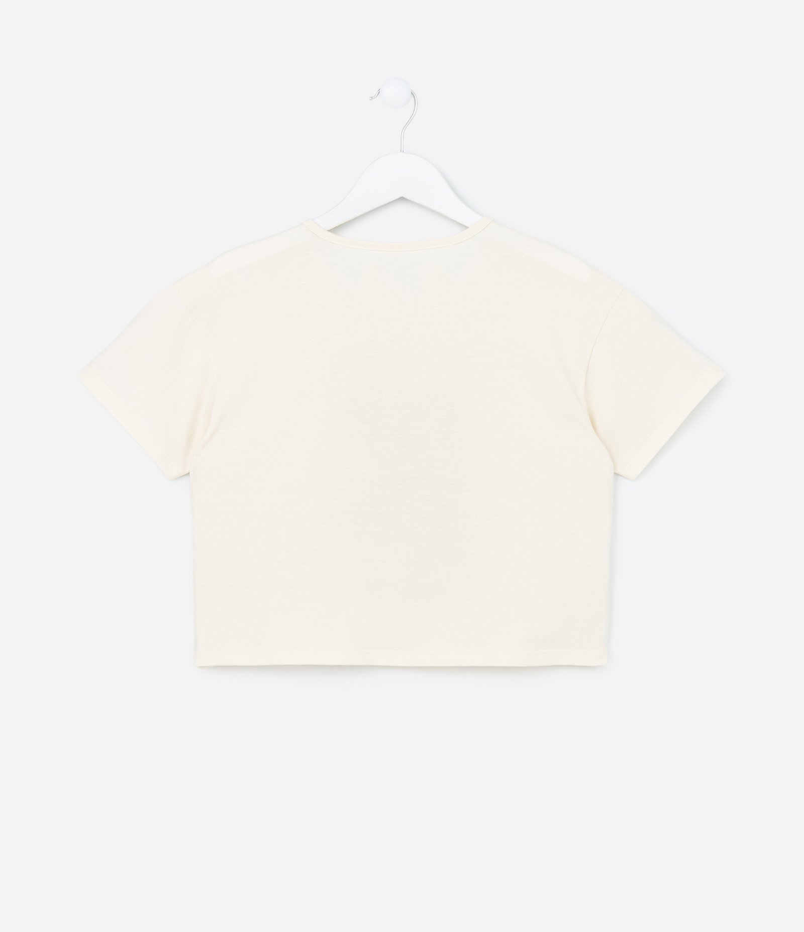 Camiseta Cropped com Estampa de Capivara - Tam 7 a 14 Anos Bege 2