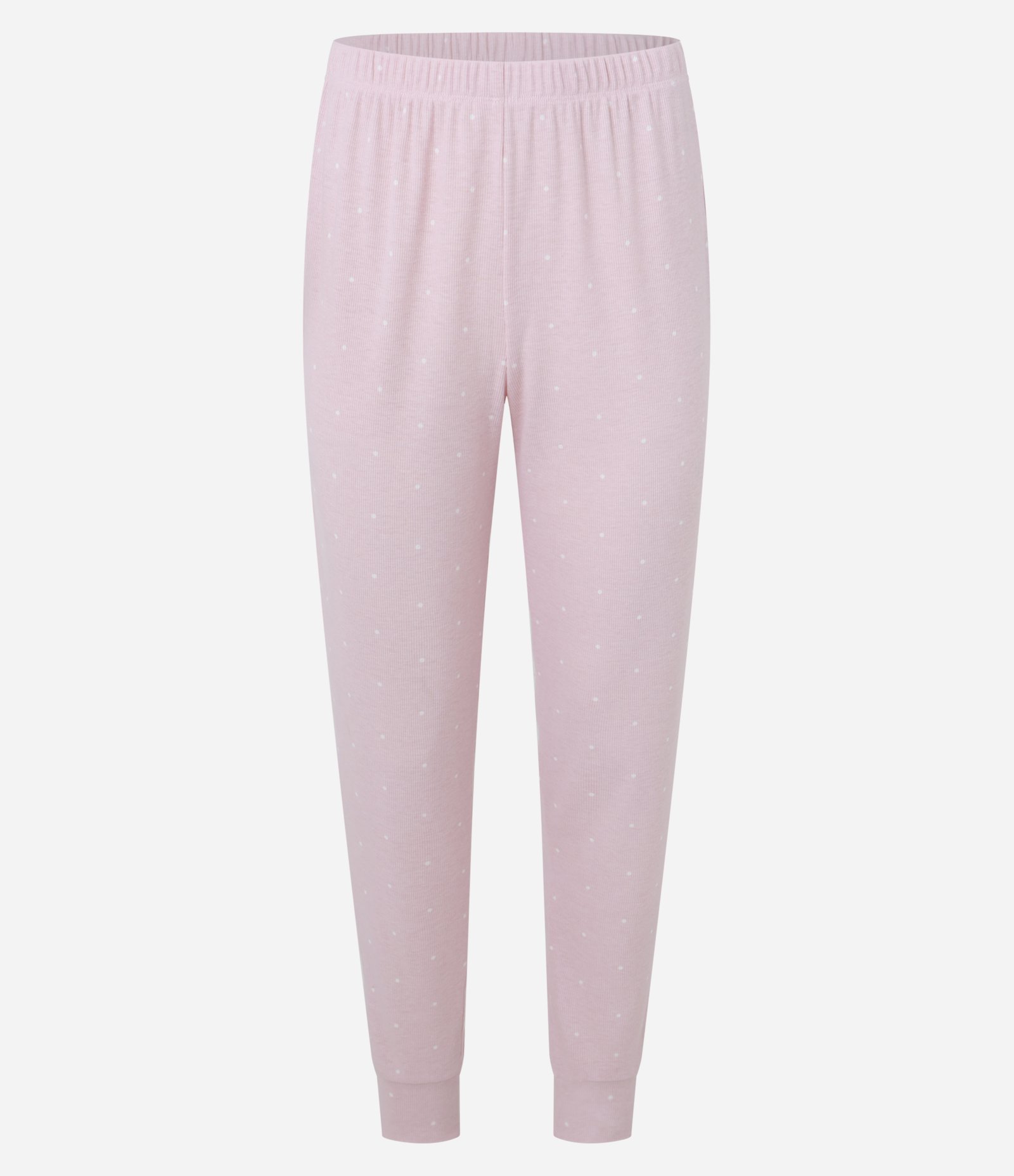 Pijama Longo em Ribana com Estampa Poá Rosa 6