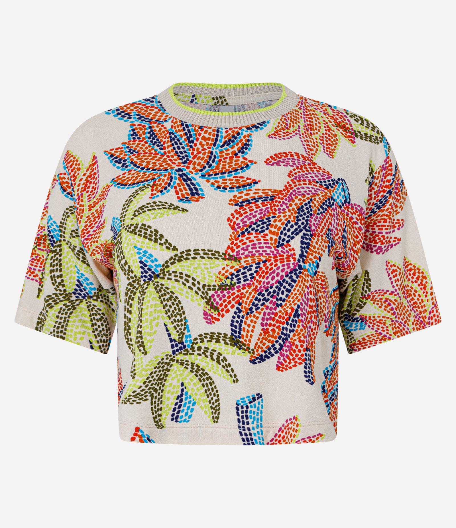 Blusa T-shirt em Crepe com Estampa de Bananas Branco 3