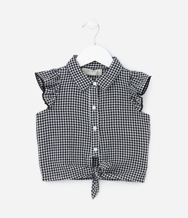 Camisa Infantil com Babadinho e Amarração - Tam 1 a 5 Anos