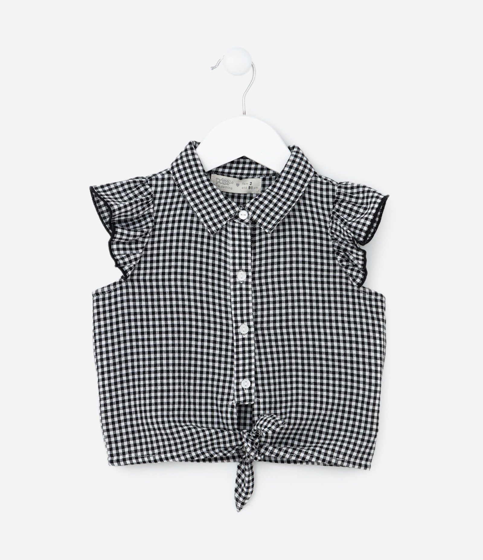 Camisa Infantil com Babadinho e Amarração - Tam 1 a 5 Anos Preto 1