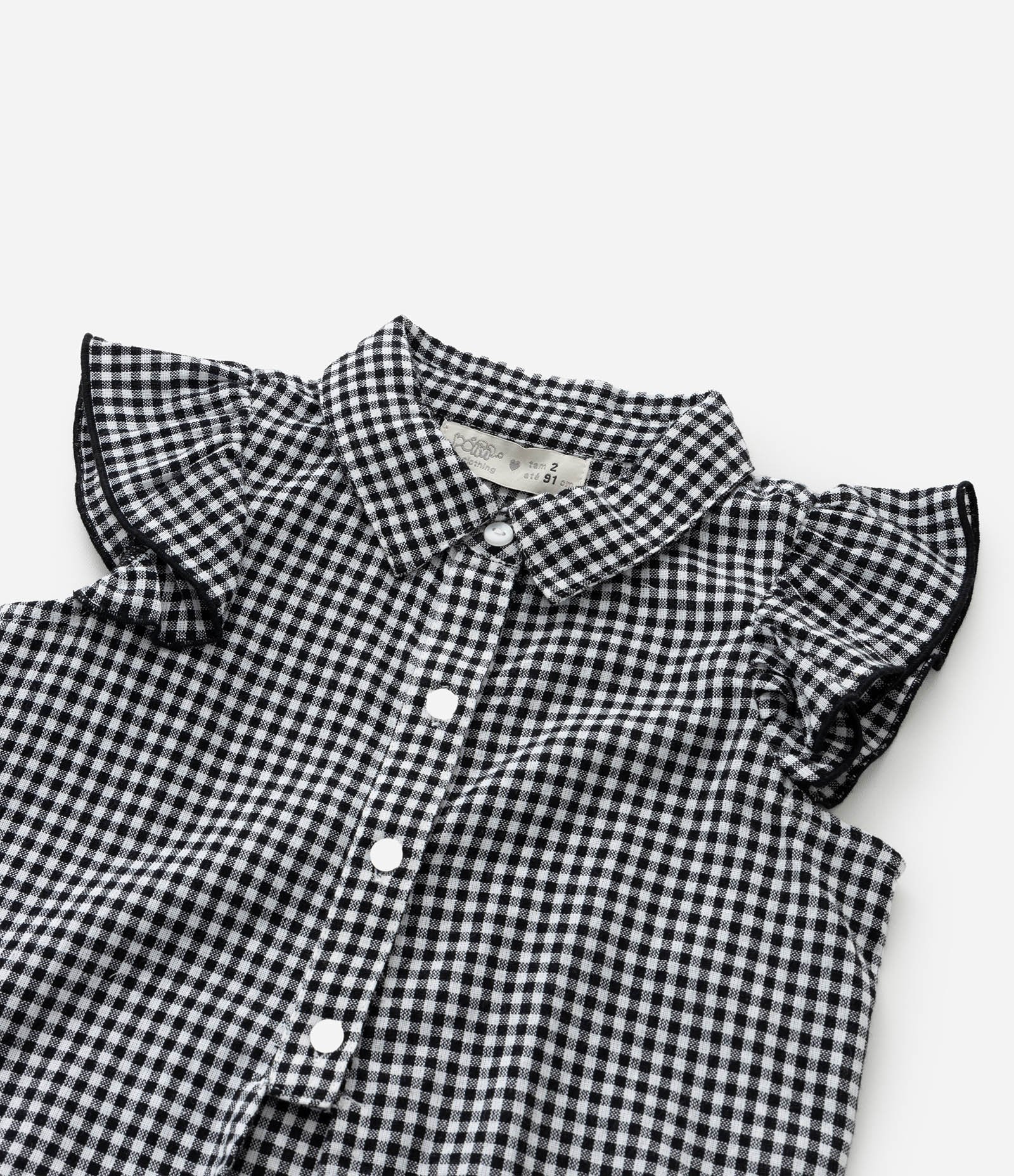 Camisa Infantil com Babadinho e Amarração - Tam 1 a 5 Anos Preto 6