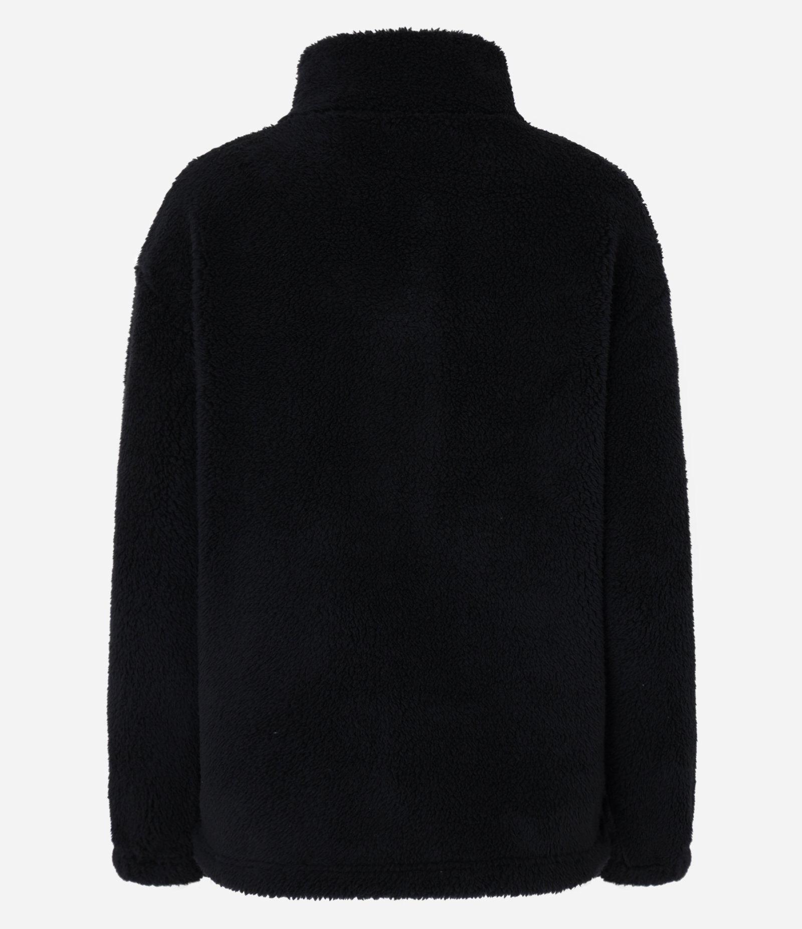 Robe Jaquetinha em Fleece com Zíper Contrastante e Manga Longa Preto 3