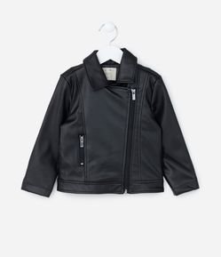 Jaqueta Biker Infantil em PU com Bolsos - Tam 1 a 5 Anos