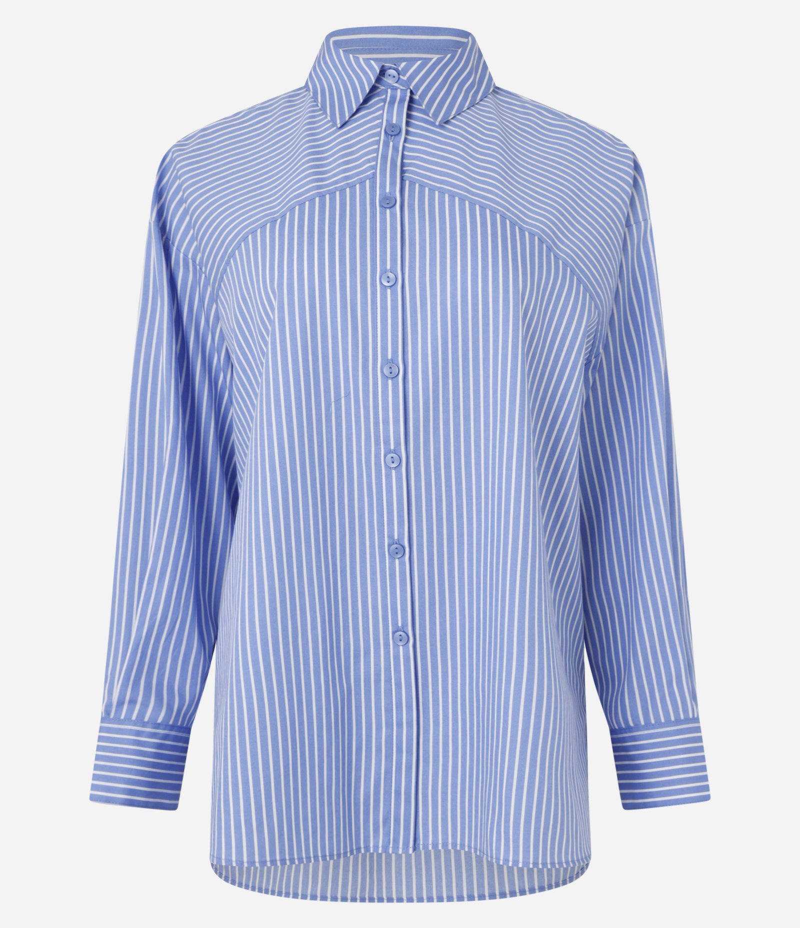 Camisa Oversized em Tricoline Listrada com Recorte nos Ombros 4