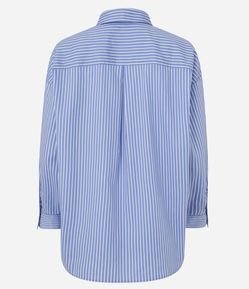 Camisa Oversized em Tricoline Listrada com Recorte nos Ombros