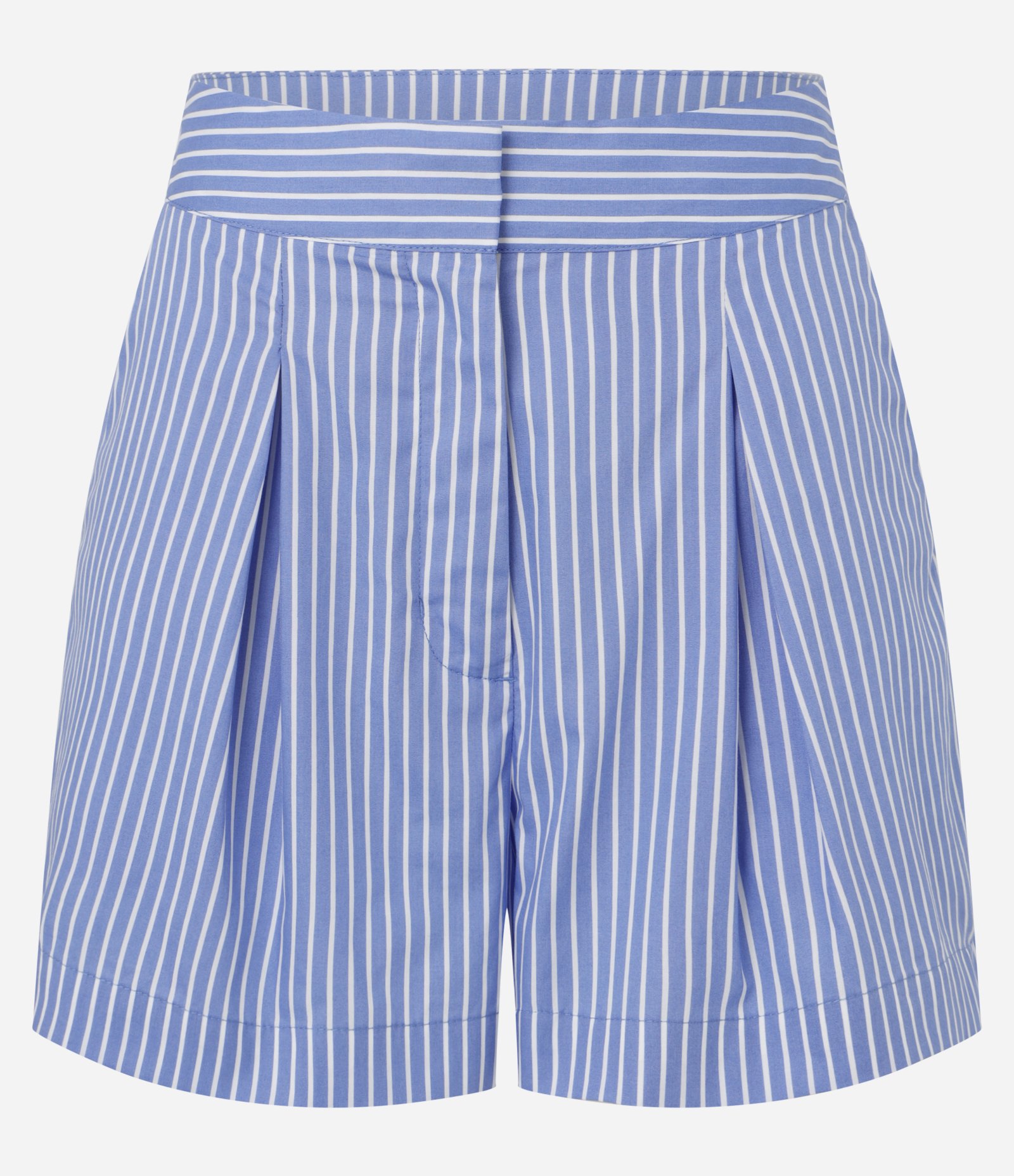 Short Regular em Tricoline com Listras e Pregas Azul 4